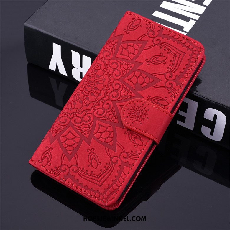 Samsung Galaxy A20s Hoesje Anti-fall Rood Bloemen, Samsung Galaxy A20s Hoesje Zacht Mobiele Telefoon