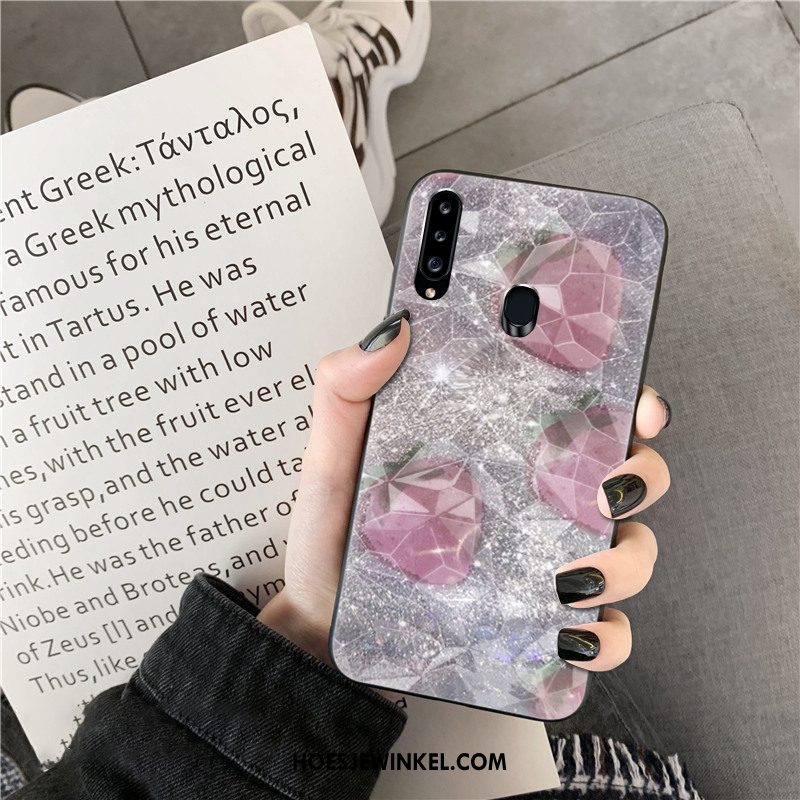 Samsung Galaxy A20s Hoesje Patroon Anti-fall Purper, Samsung Galaxy A20s Hoesje Mobiele Telefoon Net Red