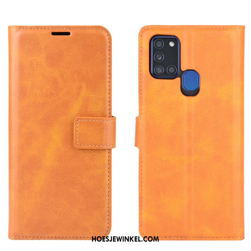 Samsung Galaxy A21s Hoesje Kaart Ster Klittenband, Samsung Galaxy A21s Hoesje Zwart Hanger