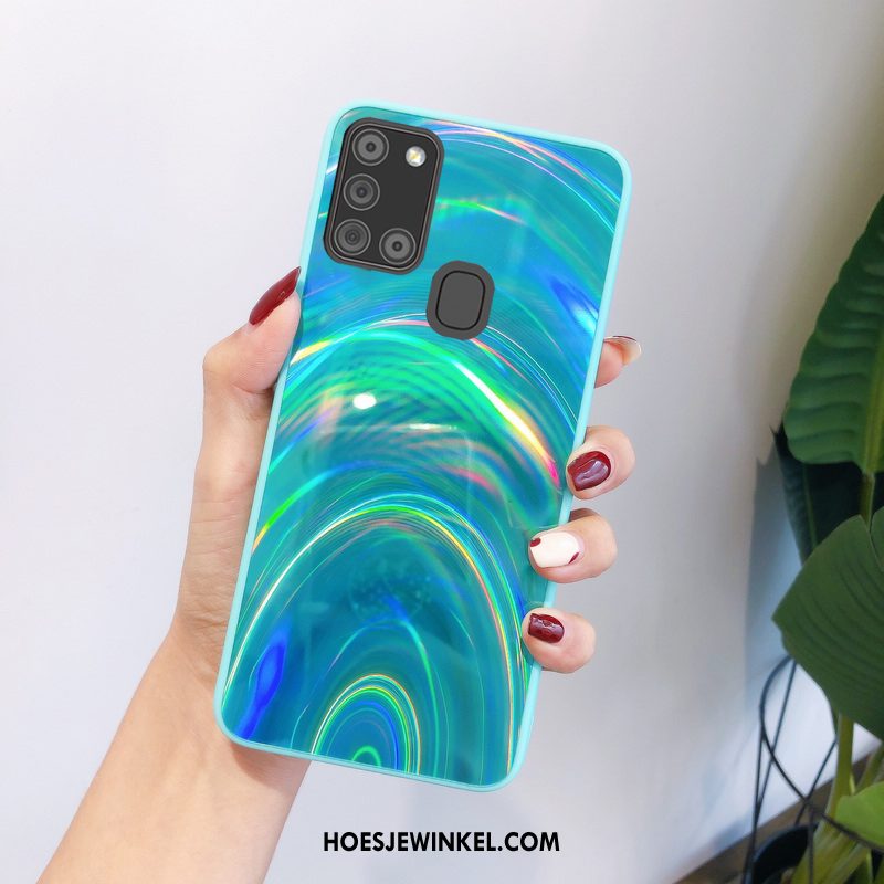 Samsung Galaxy A21s Hoesje Spotprent Hoes Ster, Samsung Galaxy A21s Hoesje Purper Lichte En Dun