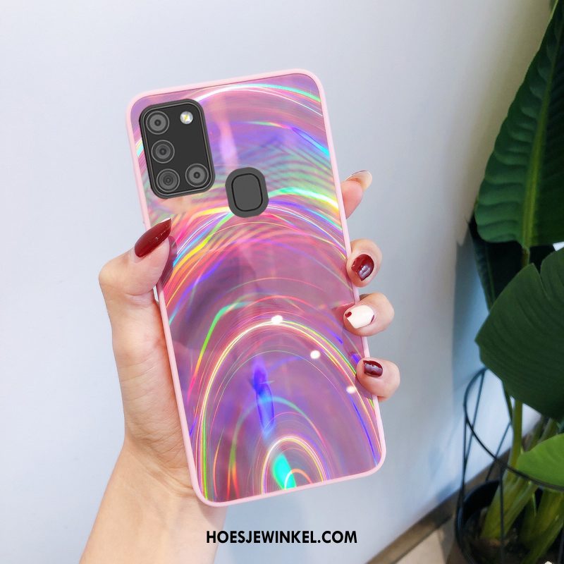 Samsung Galaxy A21s Hoesje Spotprent Hoes Ster, Samsung Galaxy A21s Hoesje Purper Lichte En Dun