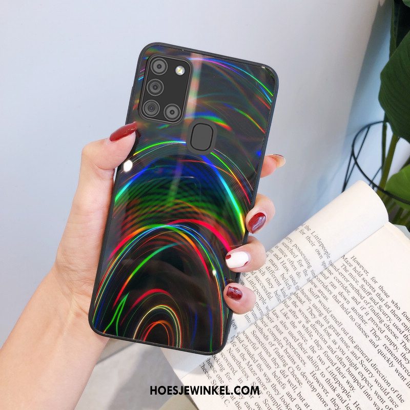 Samsung Galaxy A21s Hoesje Spotprent Hoes Ster, Samsung Galaxy A21s Hoesje Purper Lichte En Dun