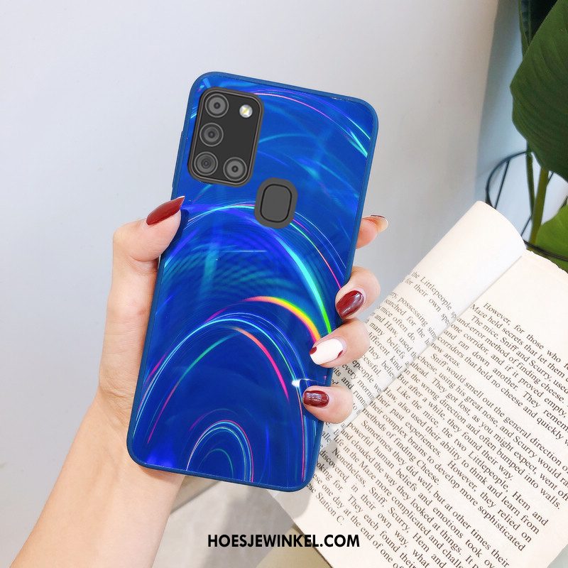 Samsung Galaxy A21s Hoesje Spotprent Hoes Ster, Samsung Galaxy A21s Hoesje Purper Lichte En Dun