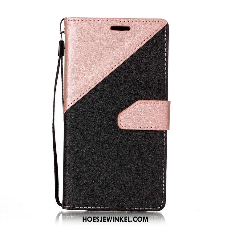 Samsung Galaxy A3 2017 Hoesje Ondersteuning Rose Goud Leren Etui, Samsung Galaxy A3 2017 Hoesje Patroon Verbinding Sandfarben