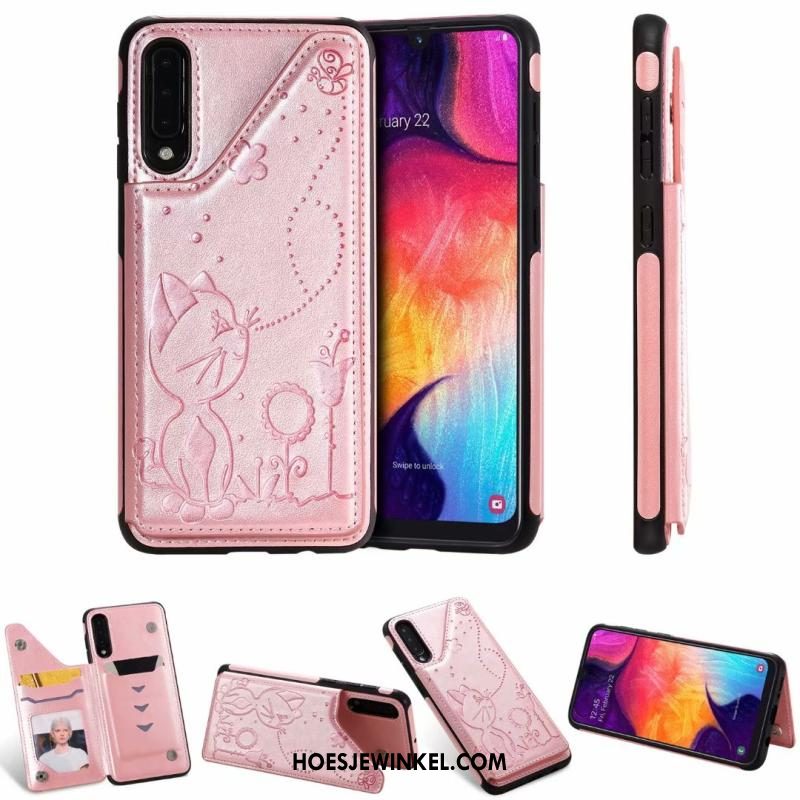 Samsung Galaxy A30s Hoesje Hemming Grijs Anti-fall, Samsung Galaxy A30s Hoesje Mobiele Telefoon Leren Etui