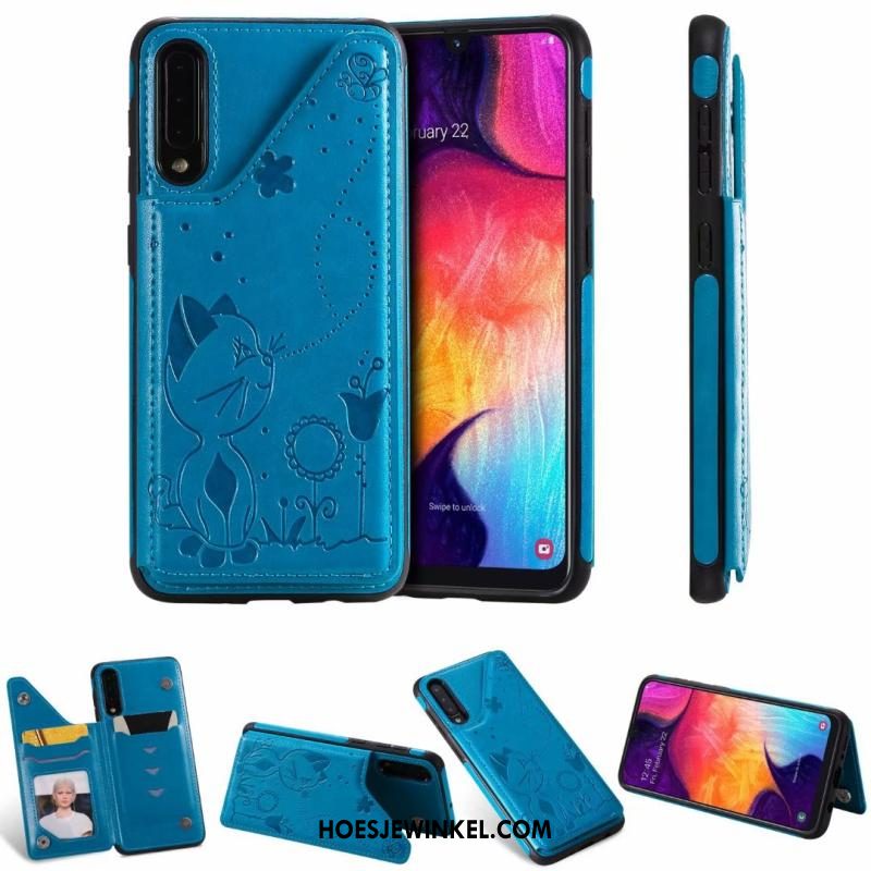 Samsung Galaxy A30s Hoesje Hemming Grijs Anti-fall, Samsung Galaxy A30s Hoesje Mobiele Telefoon Leren Etui