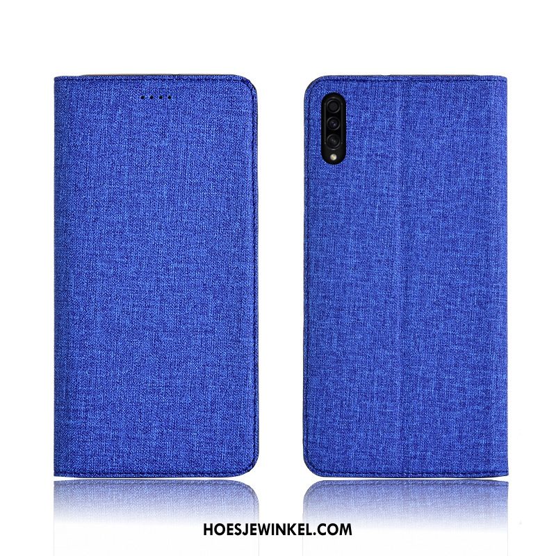 Samsung Galaxy A30s Hoesje Leren Etui Ster Folio, Samsung Galaxy A30s Hoesje Blauw Mobiele Telefoon