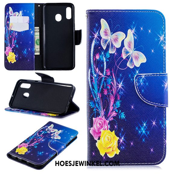 Samsung Galaxy A40 Hoesje Ster Mobiele Telefoon Hoes, Samsung Galaxy A40 Hoesje Clamshell Leren Etui