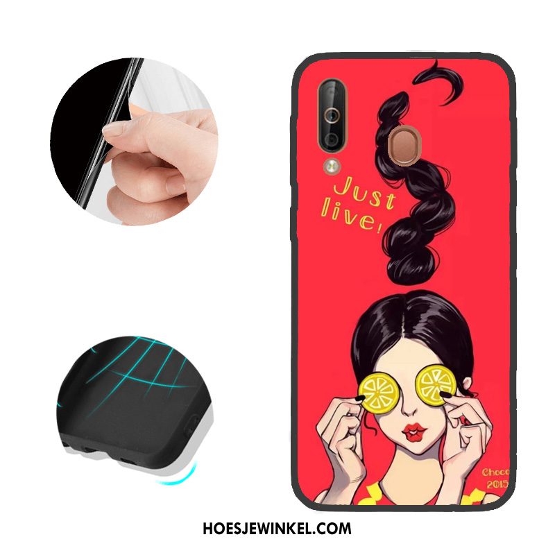 Samsung Galaxy A40s Hoesje Mobiele Telefoon Hoes Rood, Samsung Galaxy A40s Hoesje Ster Patroon