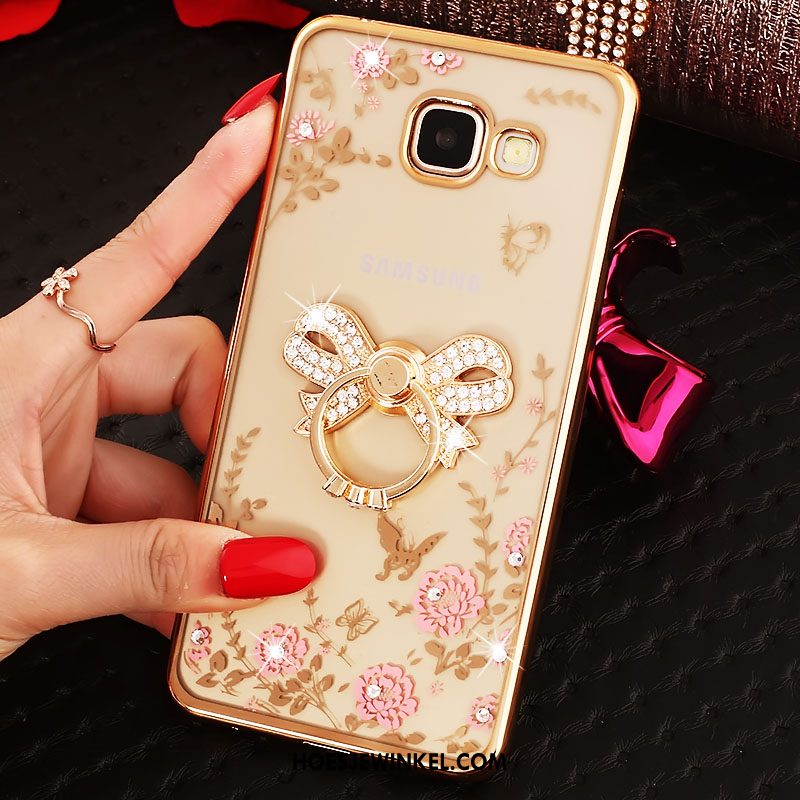 Samsung Galaxy A5 2016 Hoesje Rose Goud Siliconen Met Strass, Samsung Galaxy A5 2016 Hoesje Bescherming Dun