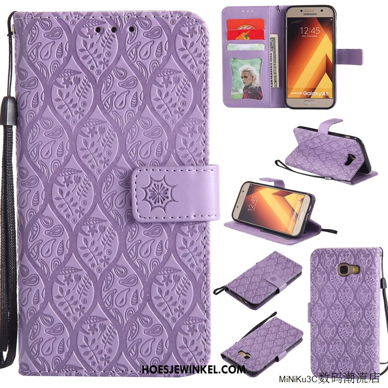 Samsung Galaxy A5 2017 Hoesje Donkerblauw Anti-fall Ster, Samsung Galaxy A5 2017 Hoesje Folio Bescherming