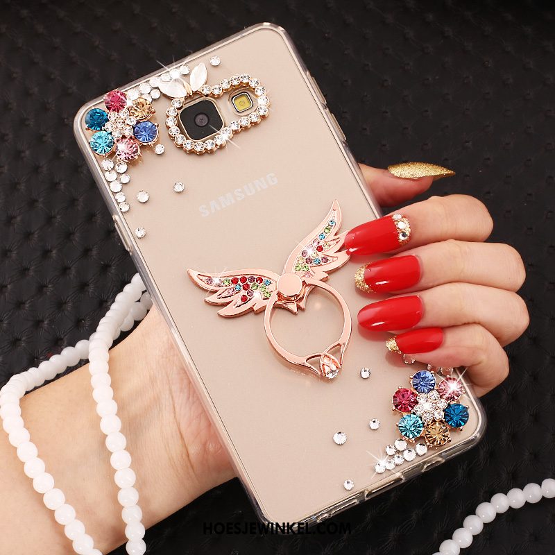 Samsung Galaxy A5 2017 Hoesje Hoes Blauw Met Strass, Samsung Galaxy A5 2017 Hoesje Mobiele Telefoon Pauwen