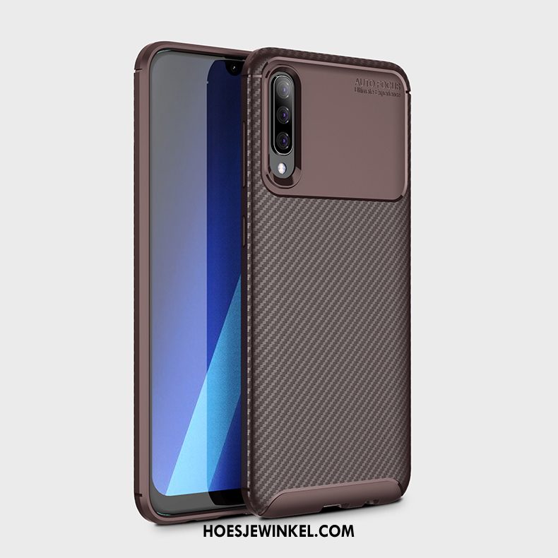 Samsung Galaxy A50 Hoesje Fiber Blauw Siliconen, Samsung Galaxy A50 Hoesje Zacht Bescherming