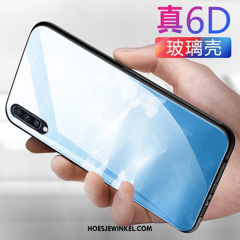 Samsung Galaxy A50 Hoesje Glas Persoonlijk Trendy Merk, Samsung Galaxy A50 Hoesje Bescherming Effen Kleur