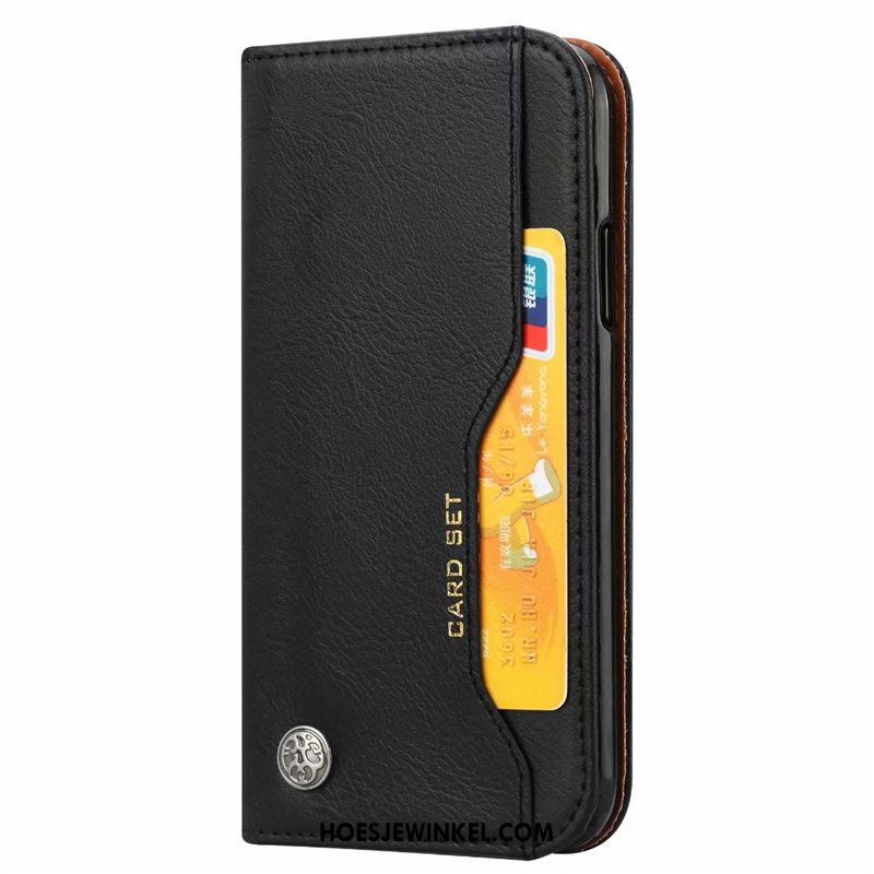 Samsung Galaxy A50 Hoesje Kaart Portemonnee Leren Etui, Samsung Galaxy A50 Hoesje Leer Wijnrood