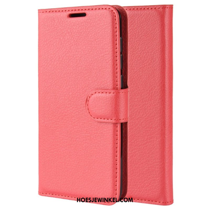 Samsung Galaxy A50 Hoesje Leren Etui Soort Aziatische Vrucht Mobiele Telefoon, Samsung Galaxy A50 Hoesje Ster Rood