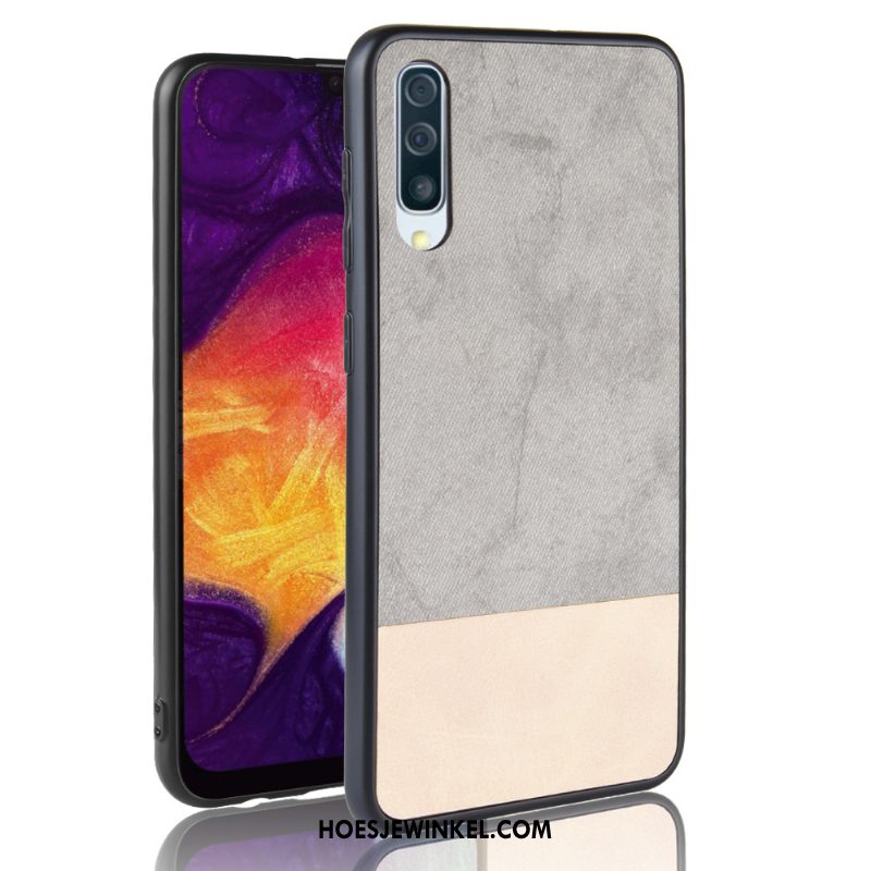 Samsung Galaxy A50 Hoesje Lovers Patroon Schrobben, Samsung Galaxy A50 Hoesje Denim Gemengde Kleuren