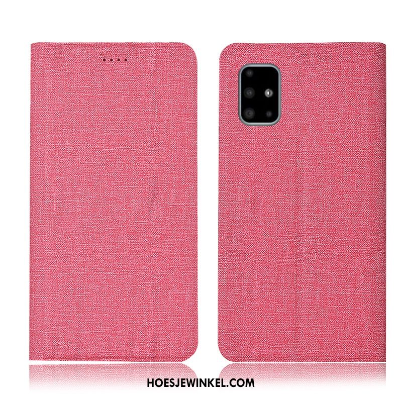 Samsung Galaxy A51 Hoesje Anti-fall Katoen En Linnen Ster, Samsung Galaxy A51 Hoesje Mobiele Telefoon Leren Etui Braun