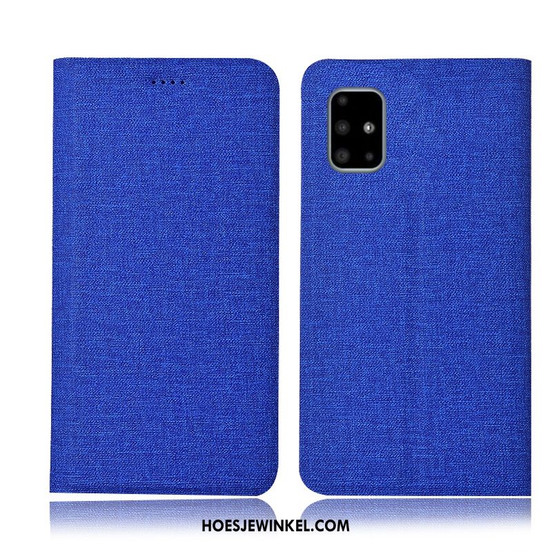 Samsung Galaxy A51 Hoesje Anti-fall Katoen En Linnen Ster, Samsung Galaxy A51 Hoesje Mobiele Telefoon Leren Etui Braun