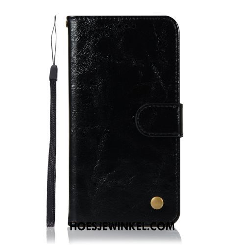 Samsung Galaxy A6+ Hoesje Bedrijf Leren Etui Hoes, Samsung Galaxy A6+ Hoesje Mobiele Telefoon Folio Braun