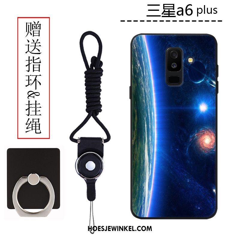 Samsung Galaxy A6+ Hoesje Bescherming Hoes Blauw, Samsung Galaxy A6+ Hoesje Schrobben Trend