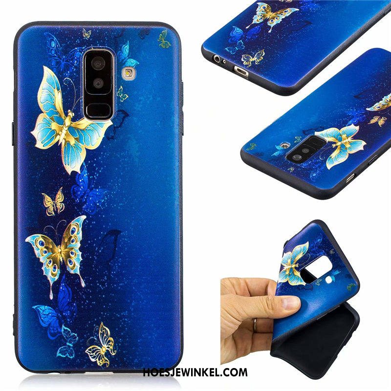 Samsung Galaxy A6+ Hoesje Blauw Mooie Bescherming, Samsung Galaxy A6+ Hoesje Hoes Anti-fall