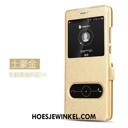 Samsung Galaxy A6+ Hoesje Goud Hoes Folio, Samsung Galaxy A6+ Hoesje Mobiele Telefoon Bescherming