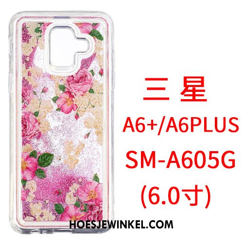 Samsung Galaxy A6+ Hoesje Hanger Roze Spotprent, Samsung Galaxy A6+ Hoesje Drijfzand Spiegel