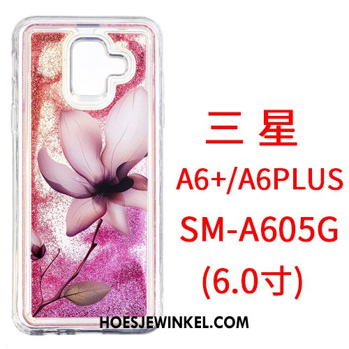 Samsung Galaxy A6+ Hoesje Hanger Roze Spotprent, Samsung Galaxy A6+ Hoesje Drijfzand Spiegel