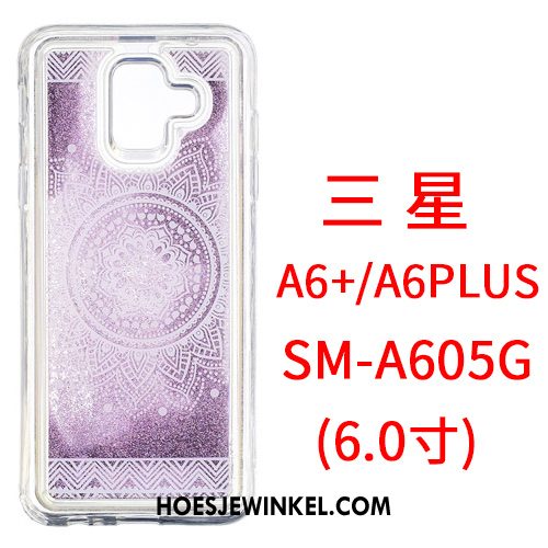 Samsung Galaxy A6+ Hoesje Hanger Roze Spotprent, Samsung Galaxy A6+ Hoesje Drijfzand Spiegel