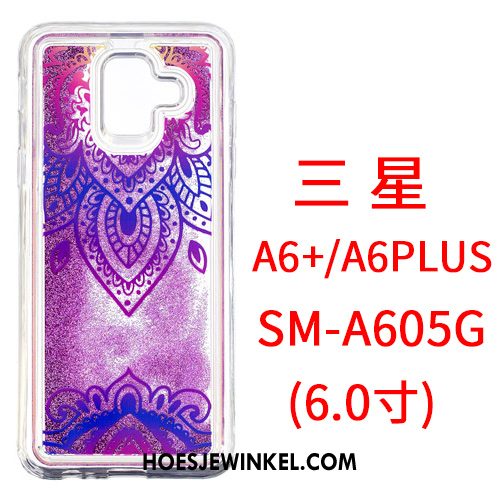 Samsung Galaxy A6+ Hoesje Hanger Roze Spotprent, Samsung Galaxy A6+ Hoesje Drijfzand Spiegel