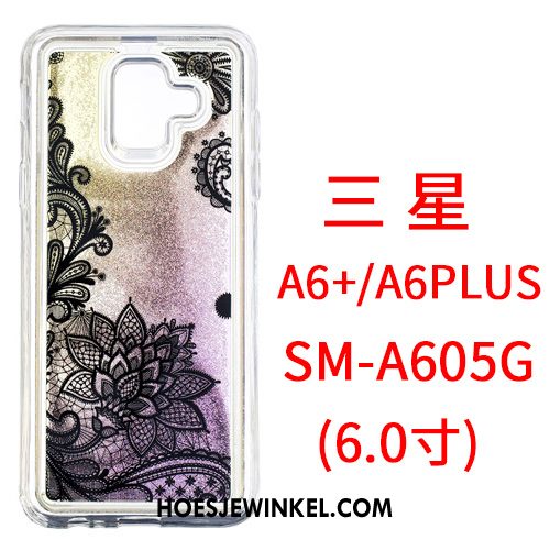 Samsung Galaxy A6+ Hoesje Hanger Roze Spotprent, Samsung Galaxy A6+ Hoesje Drijfzand Spiegel