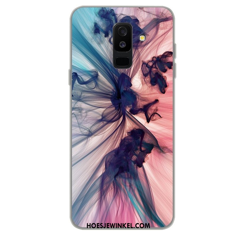 Samsung Galaxy A6+ Hoesje Hoes Spotprent Roze, Samsung Galaxy A6+ Hoesje Zacht Mobiele Telefoon