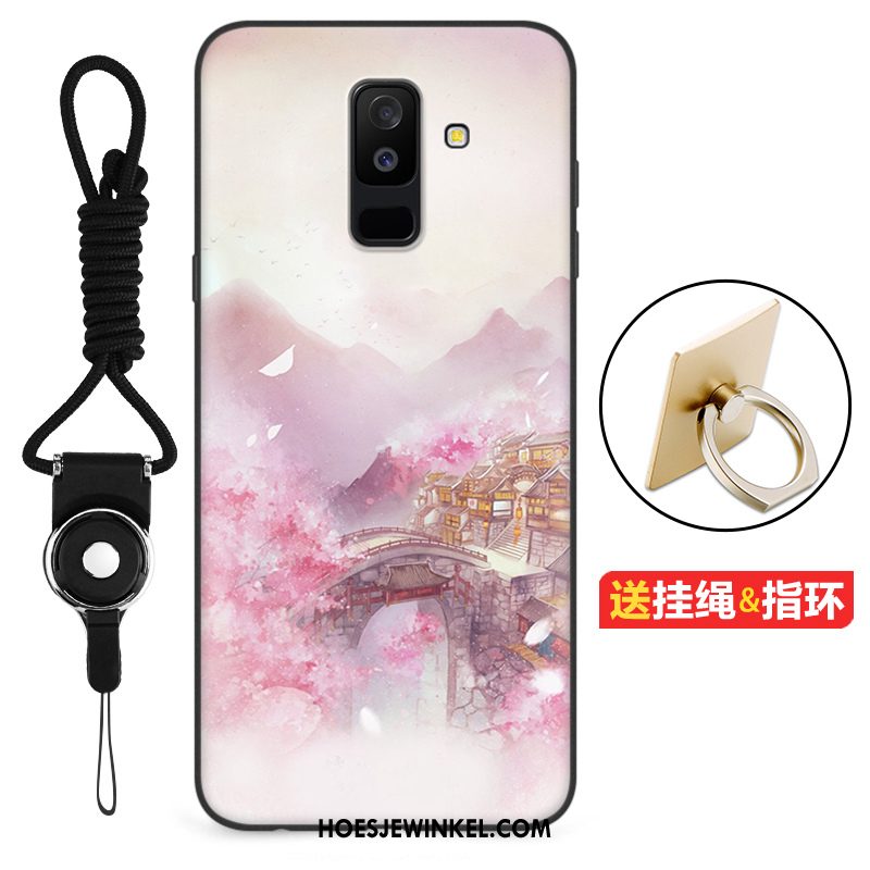 Samsung Galaxy A6+ Hoesje Ring Scheppend Zacht, Samsung Galaxy A6+ Hoesje Ster Klittenband