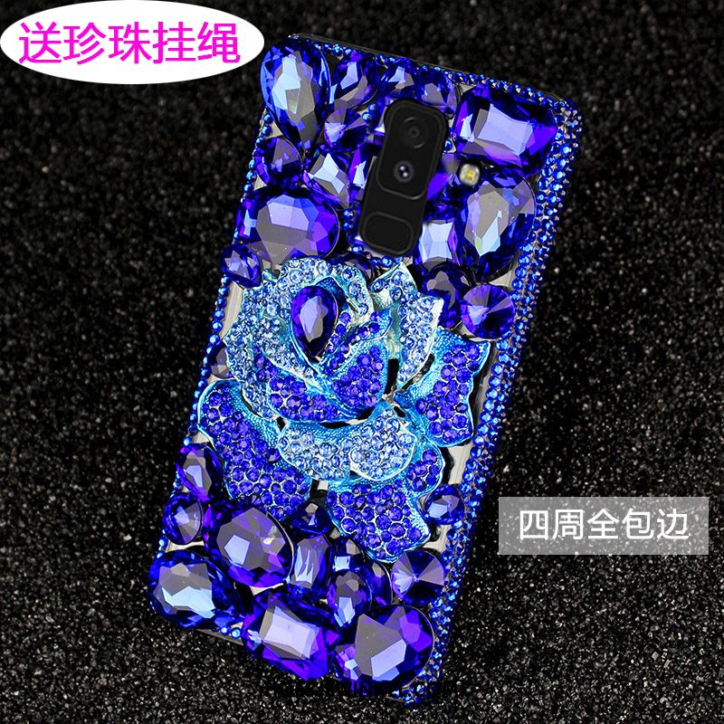 Samsung Galaxy A6+ Hoesje Roze Hoes Bescherming, Samsung Galaxy A6+ Hoesje Met Strass Mobiele Telefoon