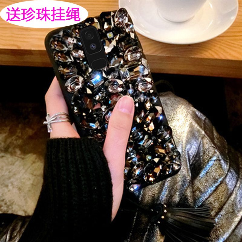 Samsung Galaxy A6+ Hoesje Roze Hoes Bescherming, Samsung Galaxy A6+ Hoesje Met Strass Mobiele Telefoon