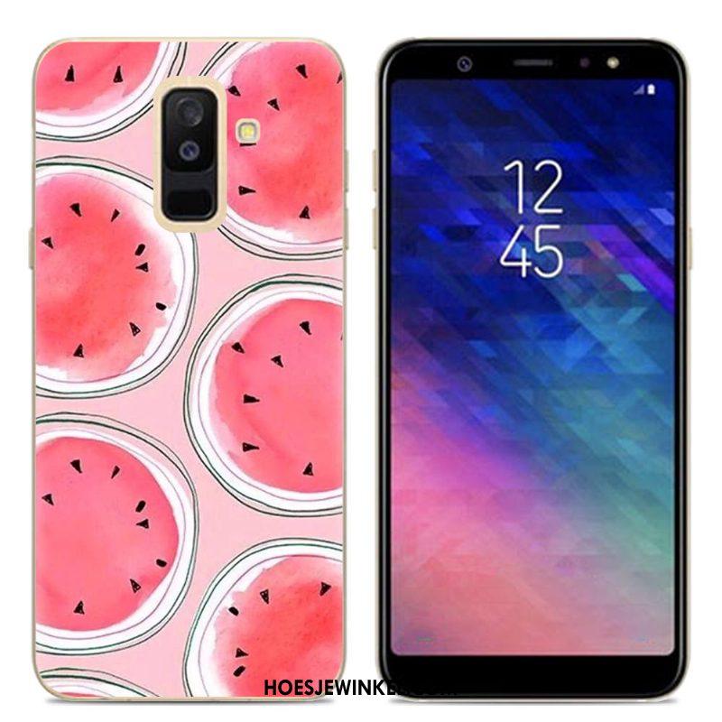 Samsung Galaxy A6+ Hoesje Roze Zacht Siliconen, Samsung Galaxy A6+ Hoesje Doorzichtig Ster