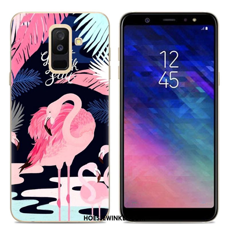 Samsung Galaxy A6+ Hoesje Roze Zacht Siliconen, Samsung Galaxy A6+ Hoesje Doorzichtig Ster