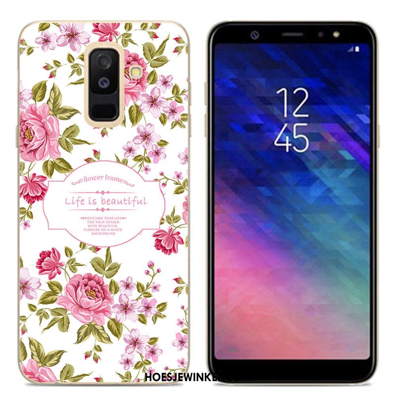 Samsung Galaxy A6+ Hoesje Roze Zacht Siliconen, Samsung Galaxy A6+ Hoesje Doorzichtig Ster