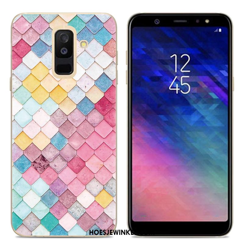 Samsung Galaxy A6+ Hoesje Roze Zacht Siliconen, Samsung Galaxy A6+ Hoesje Doorzichtig Ster