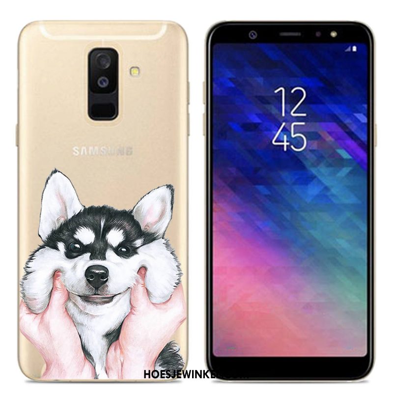 Samsung Galaxy A6+ Hoesje Roze Zacht Siliconen, Samsung Galaxy A6+ Hoesje Doorzichtig Ster