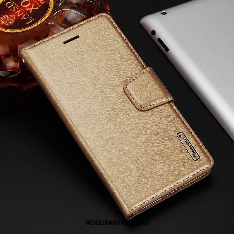 Samsung Galaxy A6+ Hoesje Ster Goud Bescherming, Samsung Galaxy A6+ Hoesje Mobiele Telefoon Leren Etui