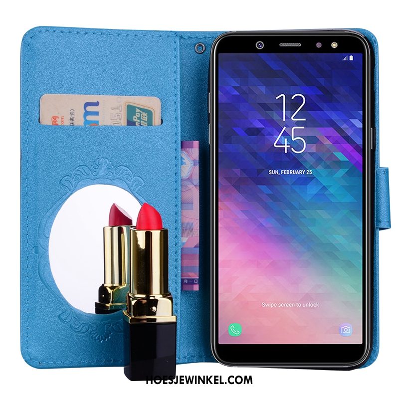 Samsung Galaxy A6 Hoesje Trend Mobiele Telefoon Purper, Samsung Galaxy A6 Hoesje Leren Etui Ondersteuning