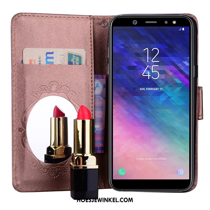 Samsung Galaxy A6 Hoesje Trend Mobiele Telefoon Purper, Samsung Galaxy A6 Hoesje Leren Etui Ondersteuning