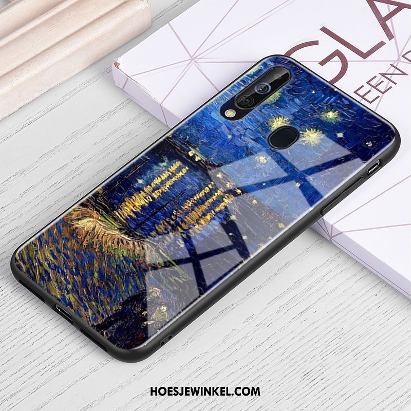 Samsung Galaxy A60 Hoesje Bescherming Sterrenhemel Glas, Samsung Galaxy A60 Hoesje Anti-fall Olieverfschilderij