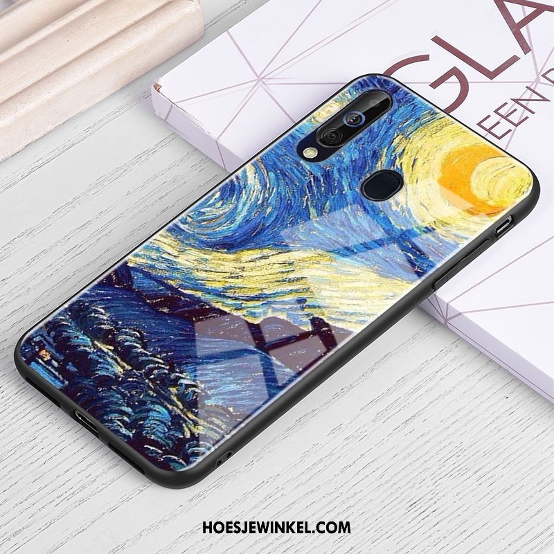 Samsung Galaxy A60 Hoesje Bescherming Sterrenhemel Glas, Samsung Galaxy A60 Hoesje Anti-fall Olieverfschilderij