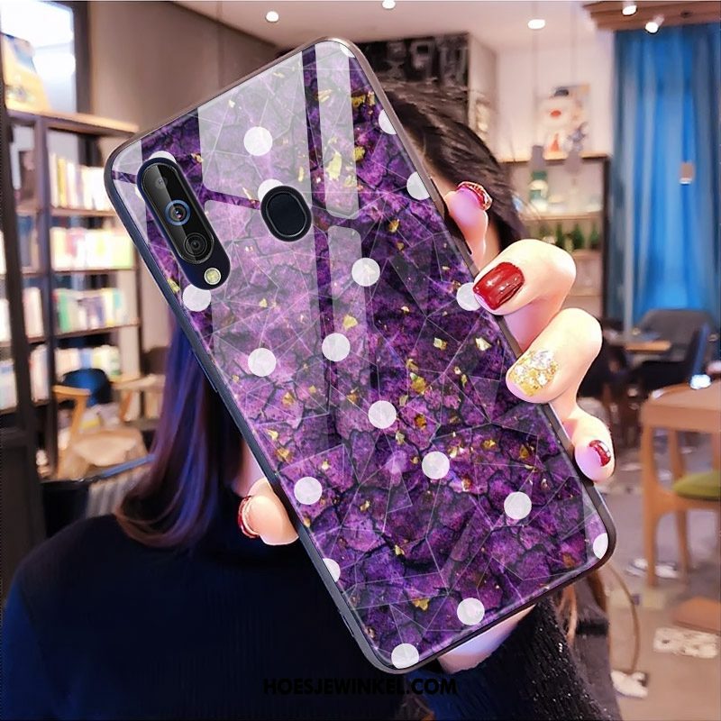 Samsung Galaxy A60 Hoesje Patroon Mode Purper, Samsung Galaxy A60 Hoesje Golfpunt Ster