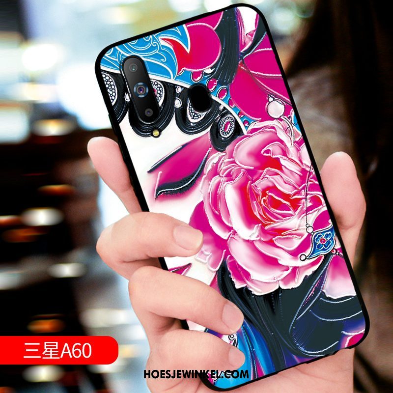 Samsung Galaxy A60 Hoesje Reliëf Siliconen Zacht, Samsung Galaxy A60 Hoesje Blauw Hoes