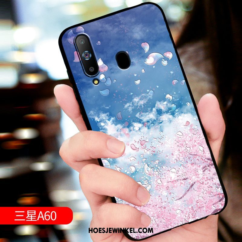 Samsung Galaxy A60 Hoesje Reliëf Siliconen Zacht, Samsung Galaxy A60 Hoesje Blauw Hoes