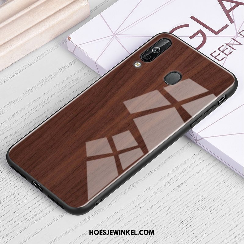 Samsung Galaxy A60 Hoesje Ster Houtnerf Hoes, Samsung Galaxy A60 Hoesje Glas Wind